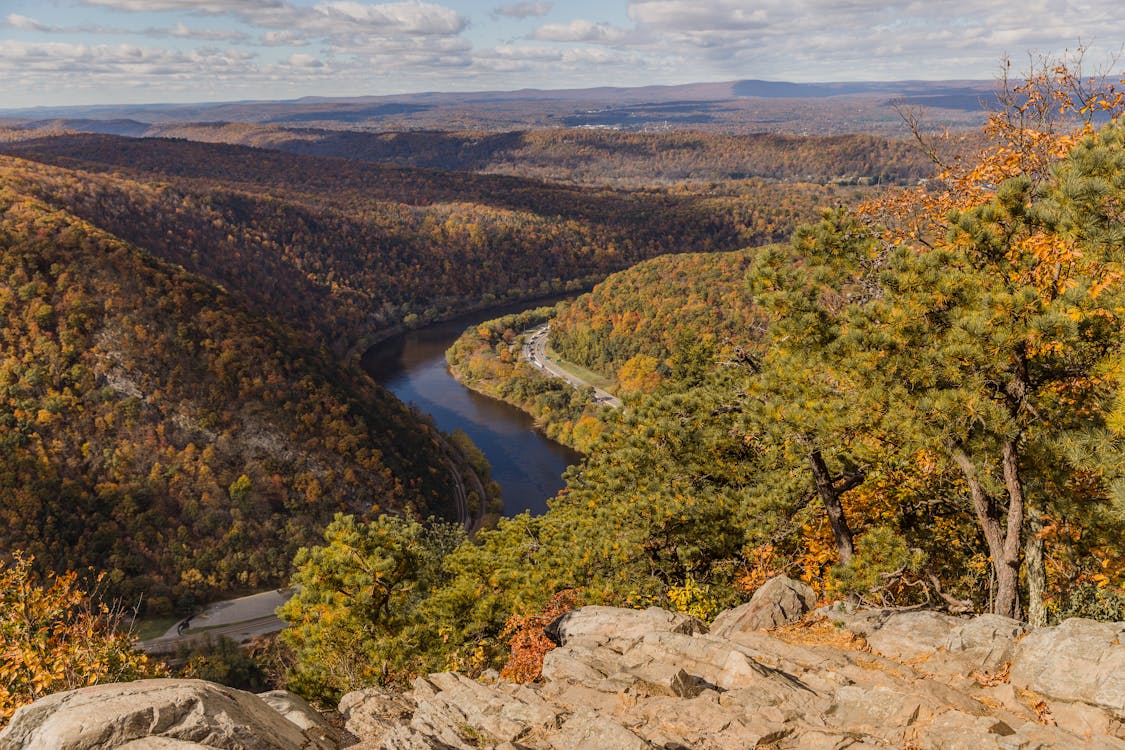 Winding Susquehanna River near West Shore Harrisburg in Fall