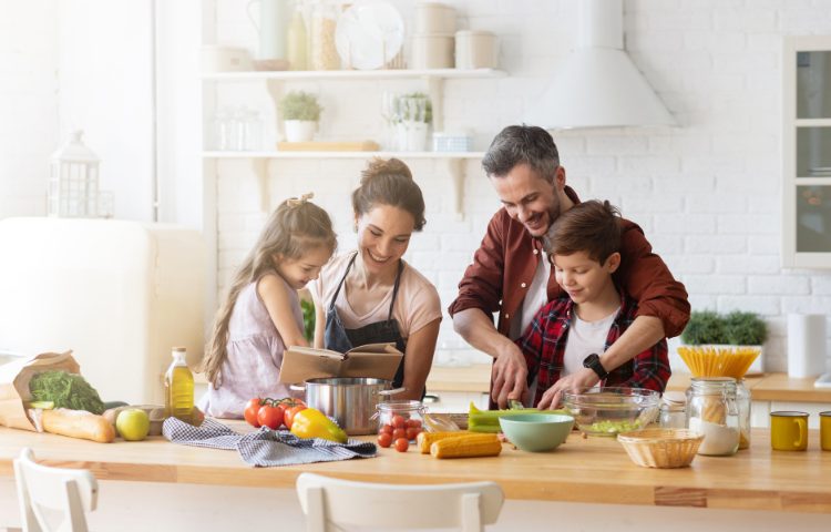 Family cooking together